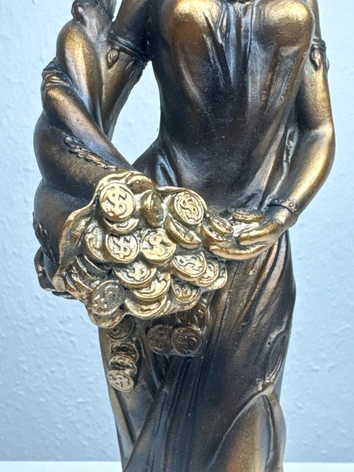 Fortuna Skulptur – Göttin des Glücks und Reichtums (Patinierte Bronzefigur)