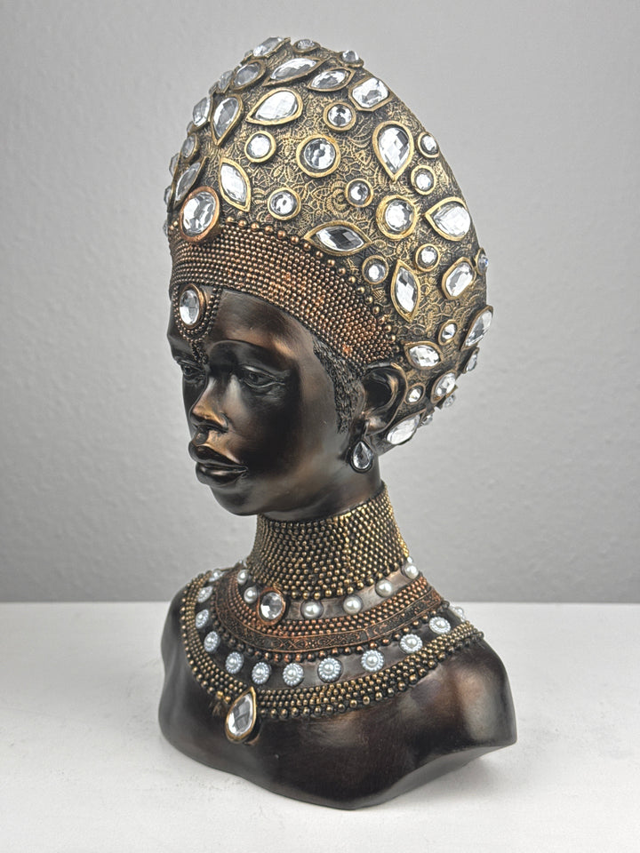 Majestätische Afrikanische Königin Büste (Bronzefinish)