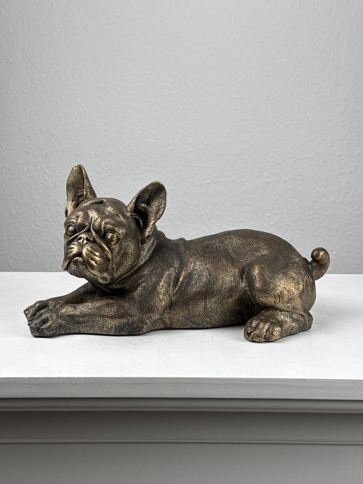Liegende Bulldogge Statue (Bronzefinish Skulptur)