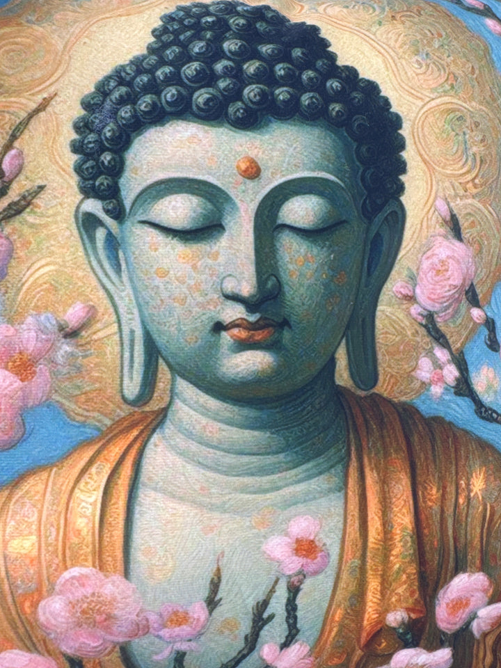 Buddha Kissenbezug mit Kirschblüten (Zen Meditationskissen)