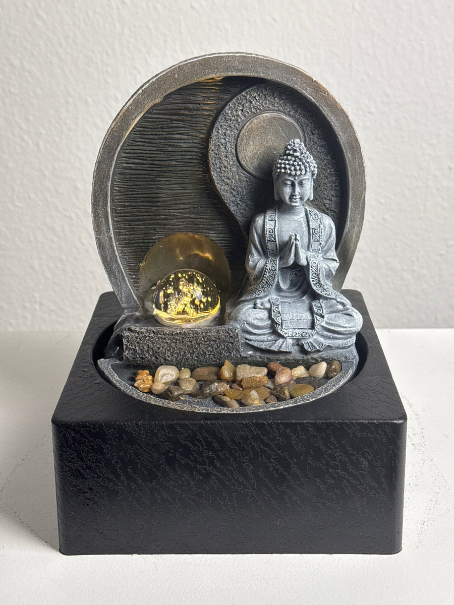 Buddha Brunnen für Innen – Zen Ruhe mit Licht und Wasserfluss