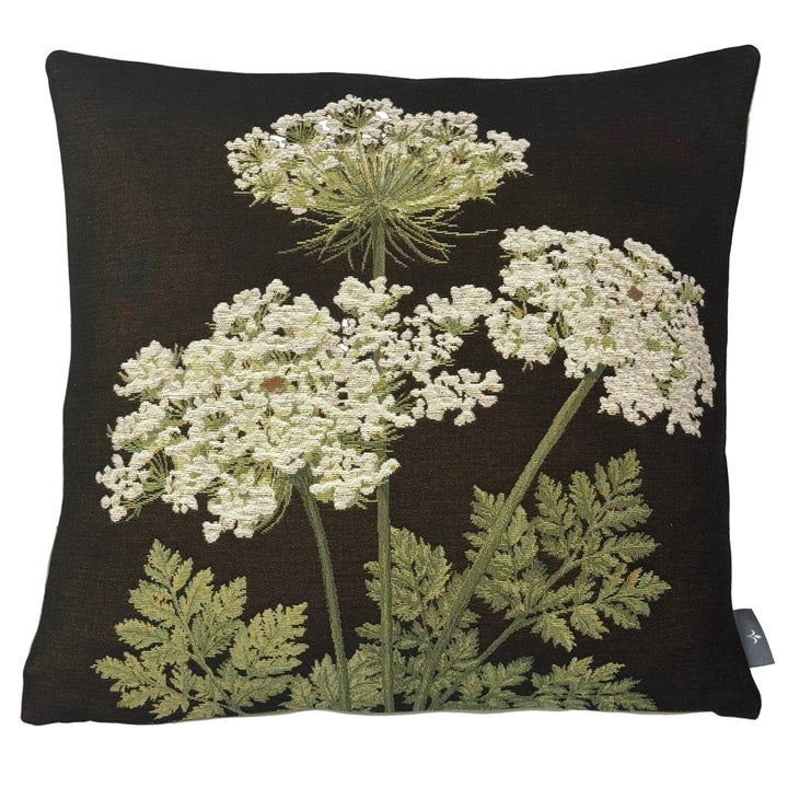 Schwarzer Kissenbezug – Dekorative Doldenblume (Jacquard gewebt)