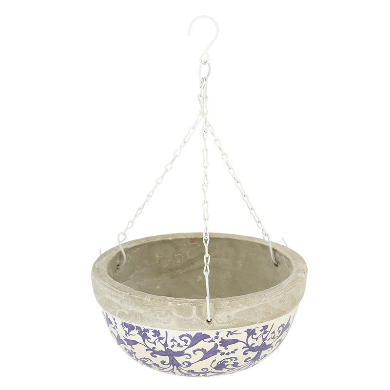 Grosser Haengepflanzer Weiss Blau Mediterrane Blumen