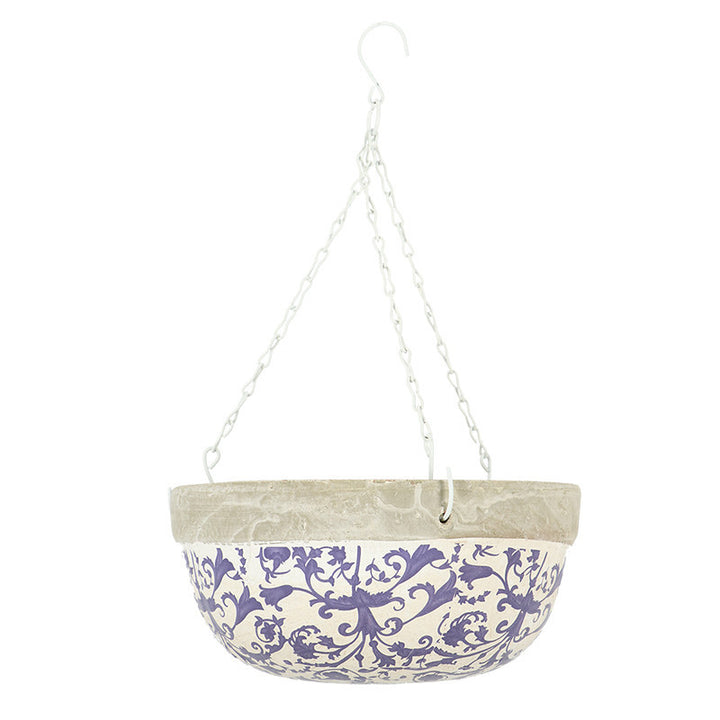 Grosser Haengepflanzer Weiss Blau Mediterrane Blumen