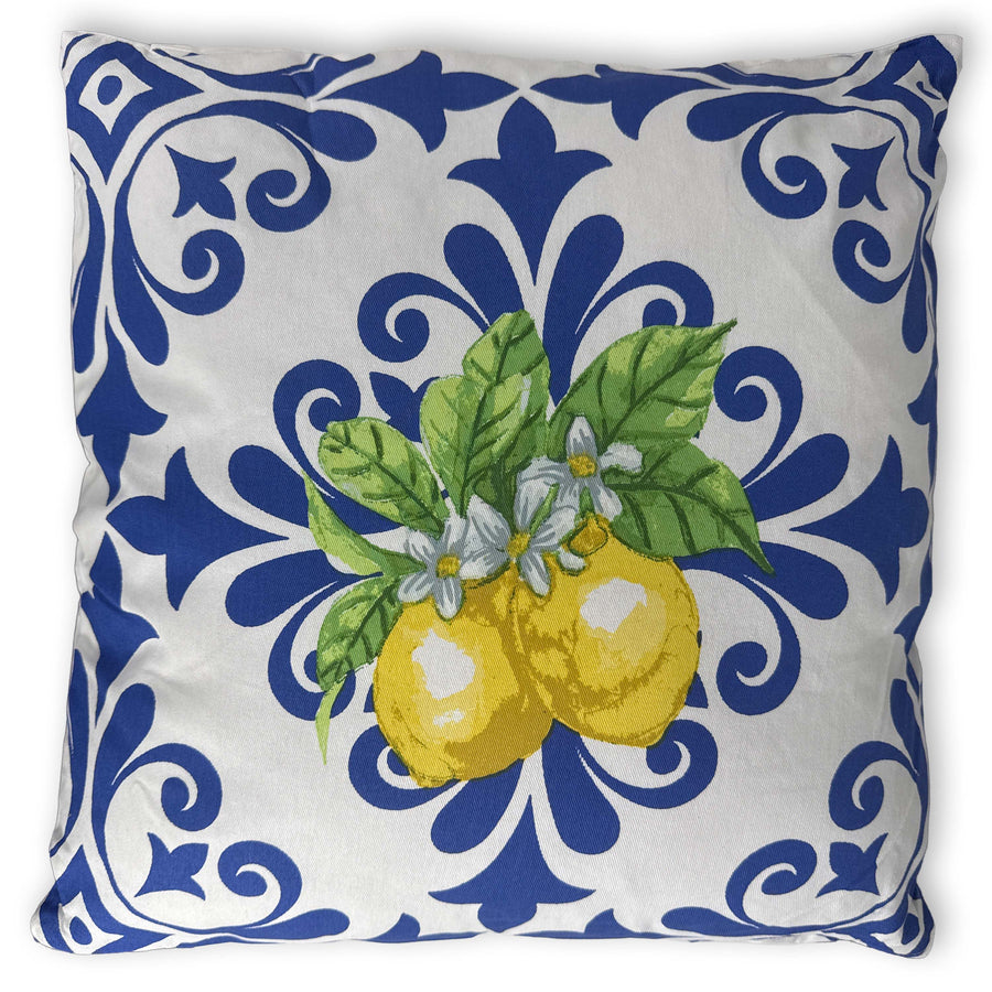 Zitronen Kissen mit Füllung – Mediterranes Blau