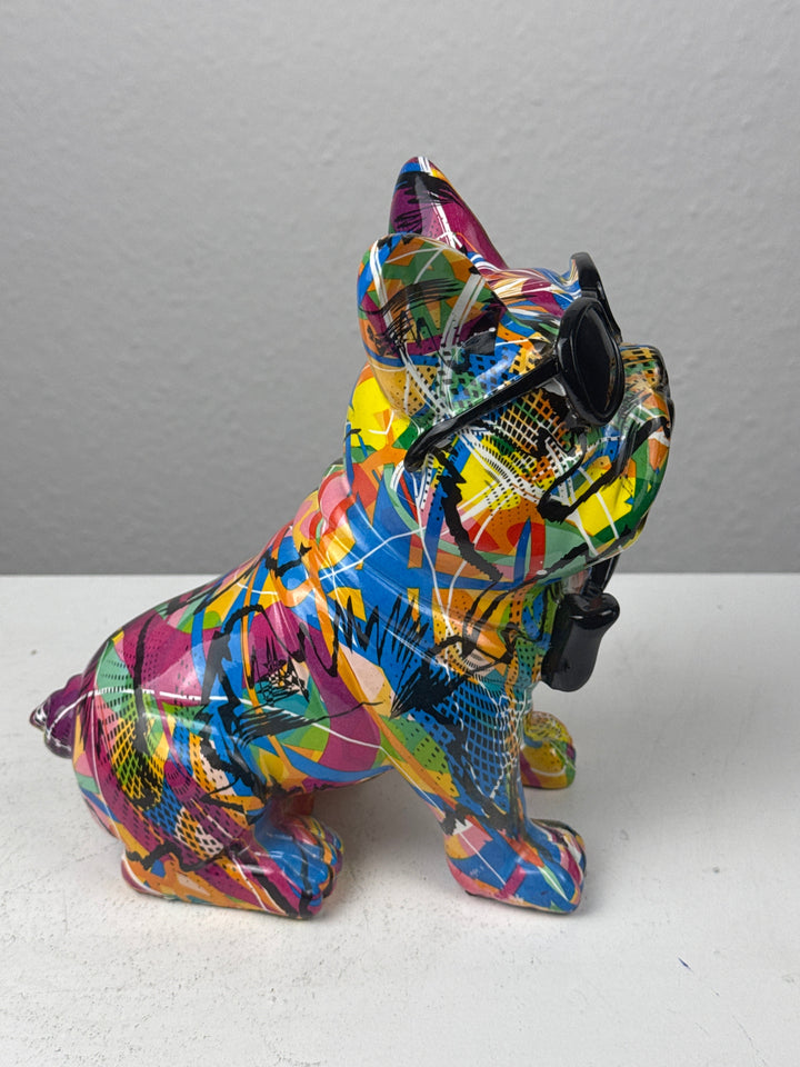 Bulldogge mit Fliege Statue (Graffiti Pop Art Skulptur)