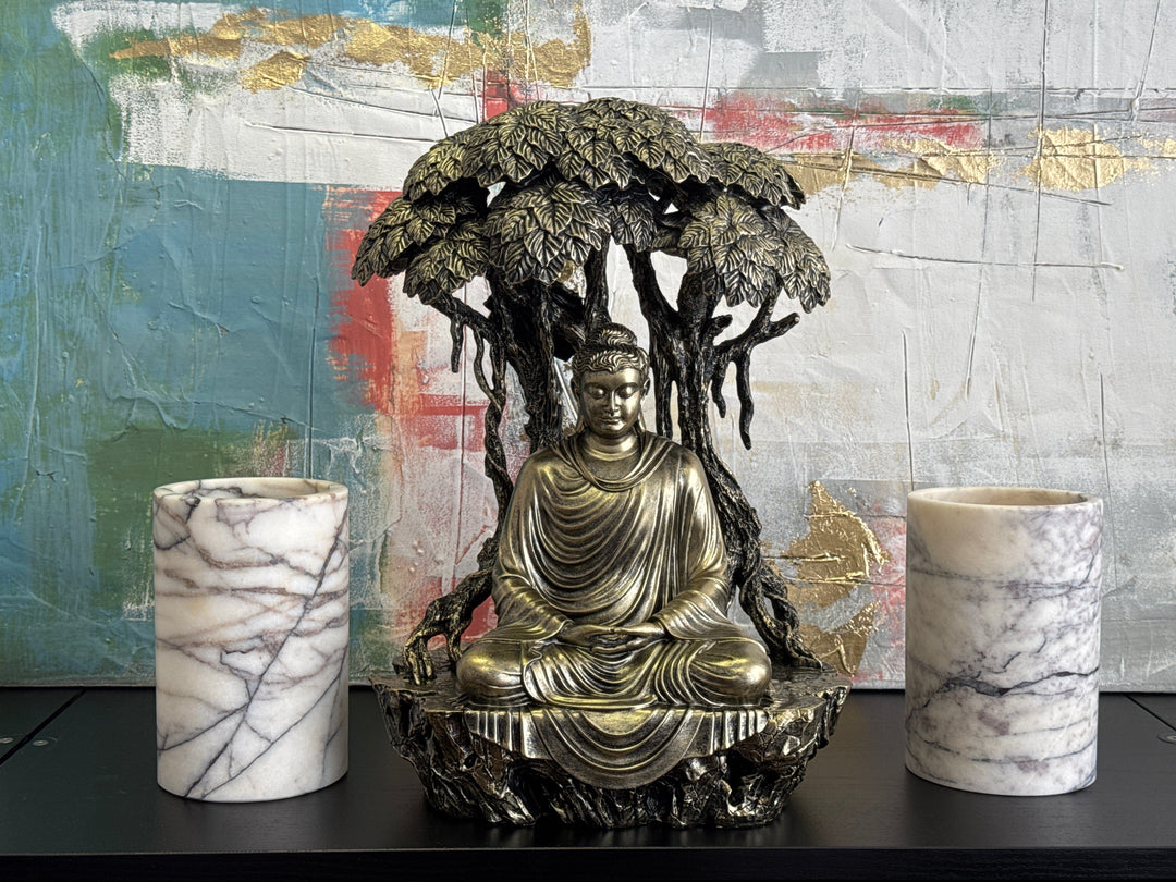 Buddha unter Bodhibaum Statue (Bronzefinish Skulptur)