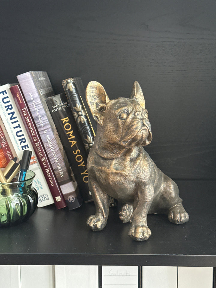 Sitzende Bulldogge Statue (Bronzefinish Skulptur)