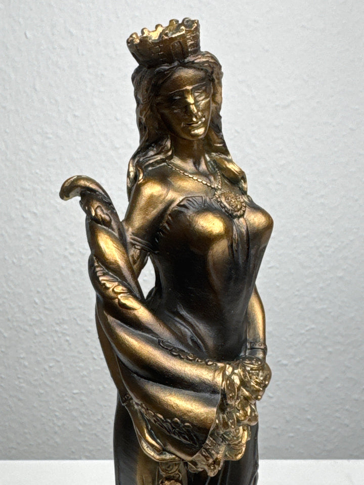 Fortuna Skulptur – Göttin des Glücks und Reichtums (Patinierte Bronzefigur)