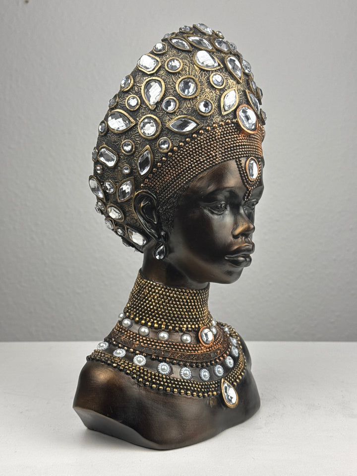 Majestätische Afrikanische Königin Büste (Bronzefinish)