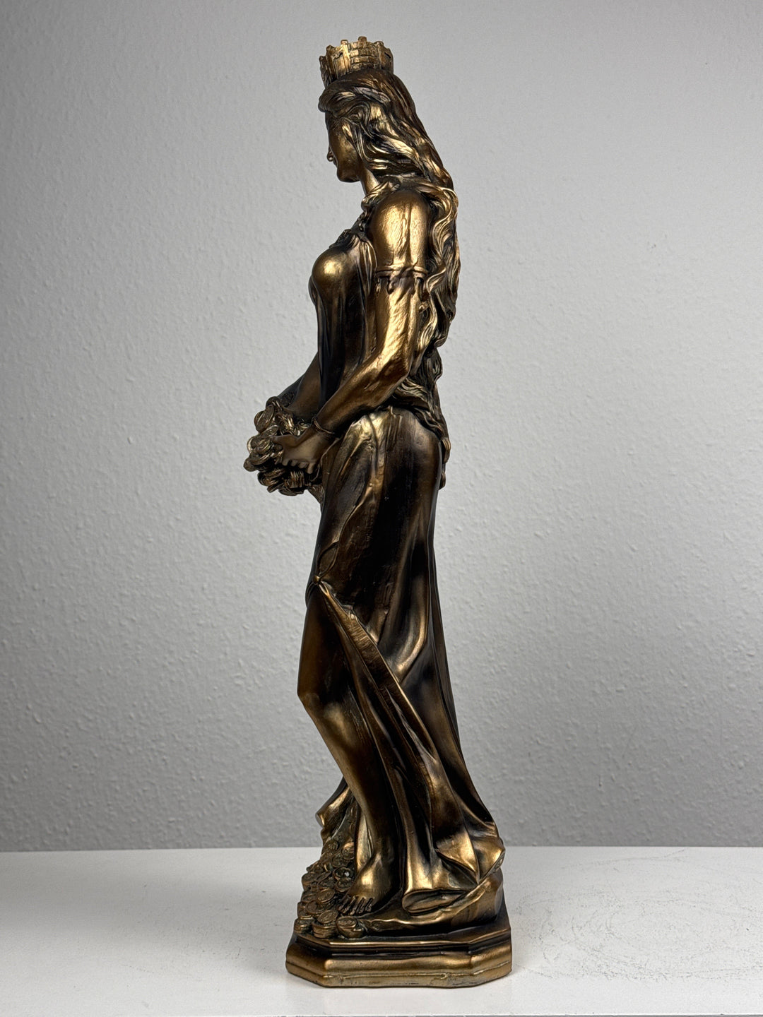 Lady Fortuna Statue – Griechische Göttin des Glücks (Groß, Patinierte Bronzefigur)