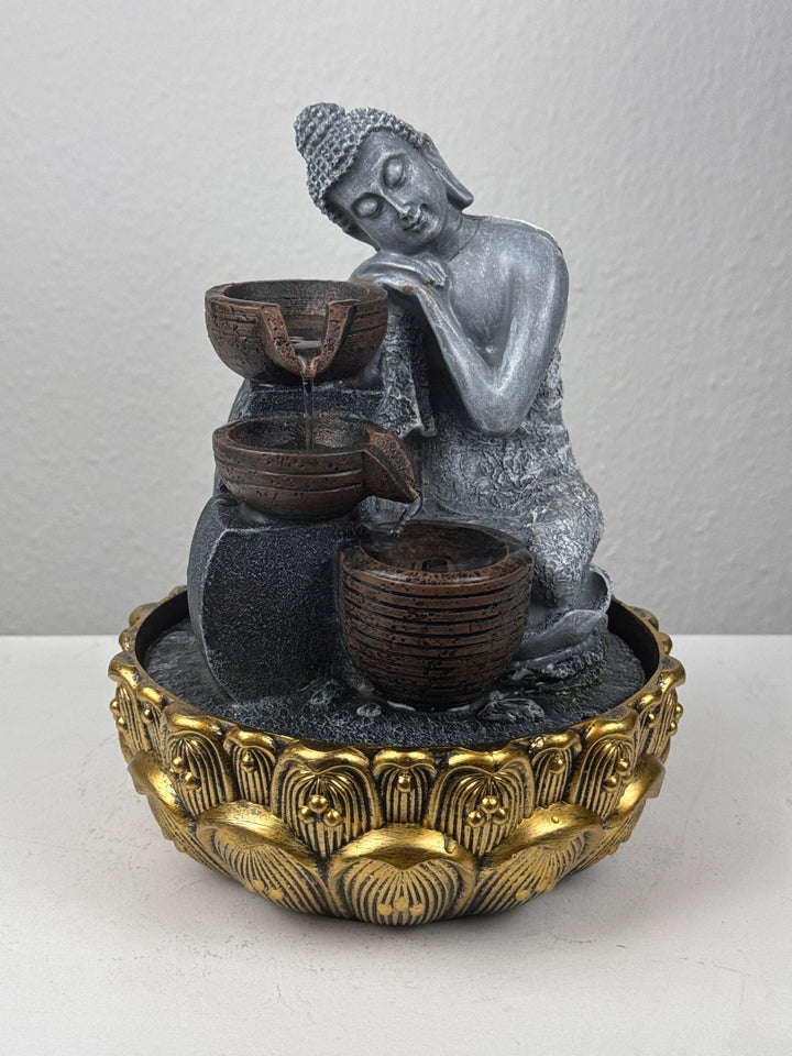 Buddha Innenbrunnen – Zen Ruhe mit Licht und Wasserfluss