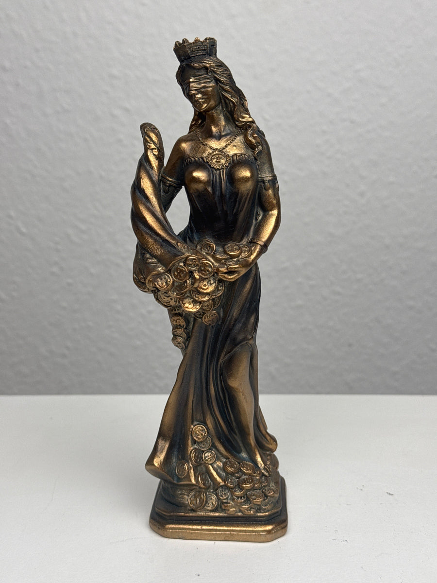 Fortuna Skulptur – Göttin des Glücks und Reichtums (Klein, Patinierte Bronzefigur)