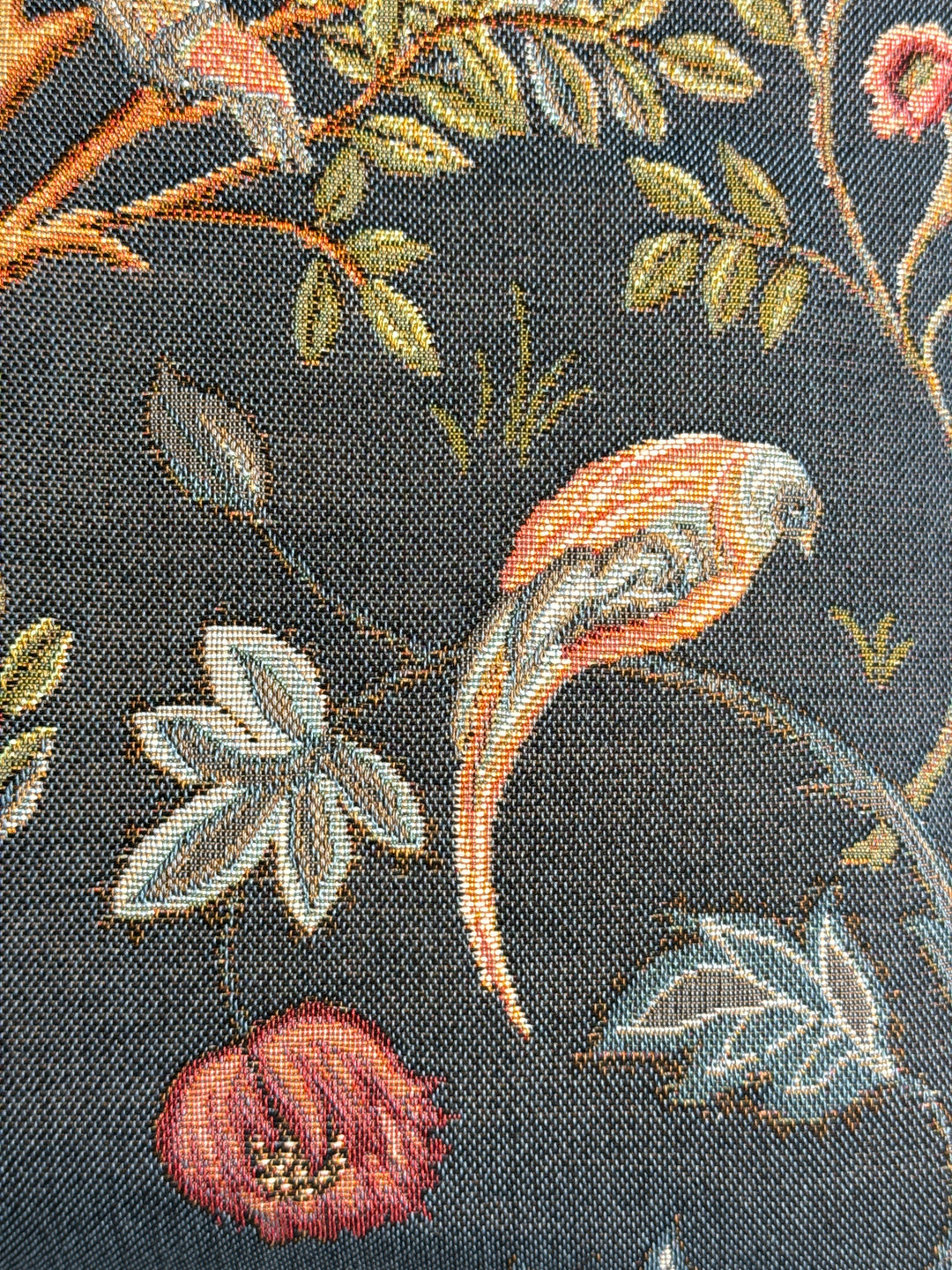 Blauer Kissenbezug – Baum mit Vögeln (Jacquard gewebt)