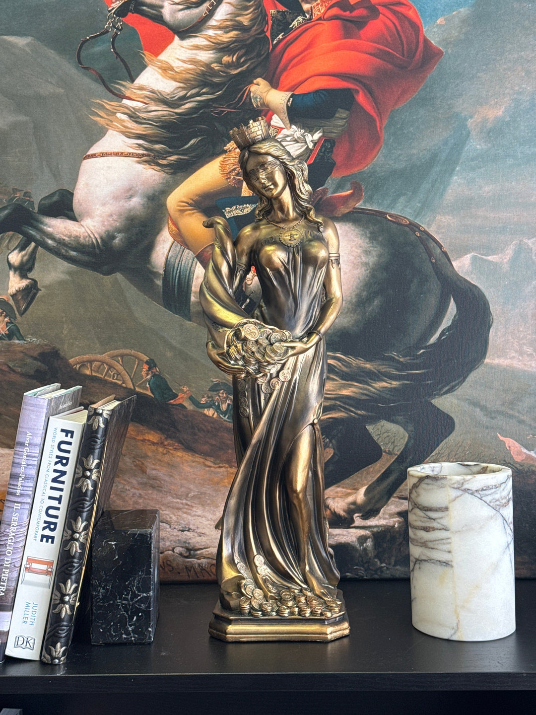 Lady Fortuna Statue – Griechische Göttin des Glücks (Groß, Patinierte Bronzefigur)