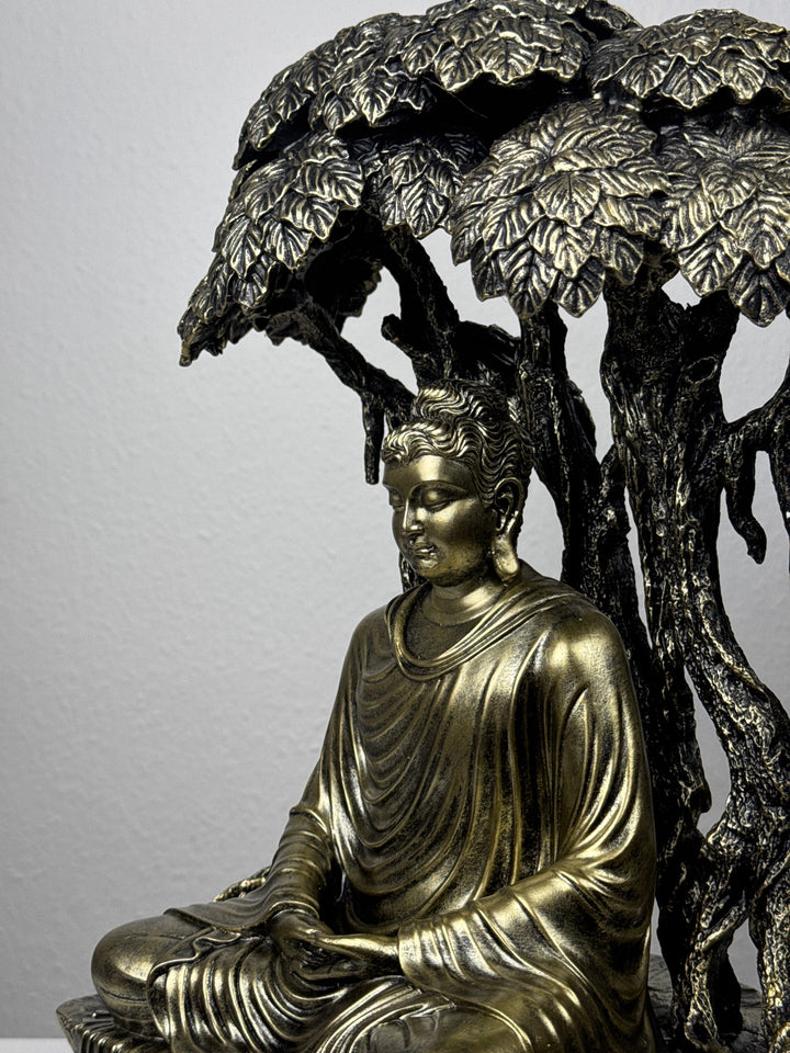 Buddha unter Bodhibaum Statue (Bronzefinish Skulptur)