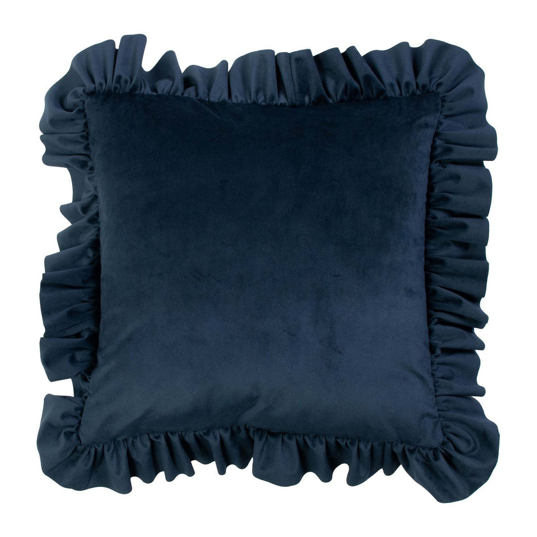 Samtkissen mit Eleganten Rüschen (Dunkelblau)