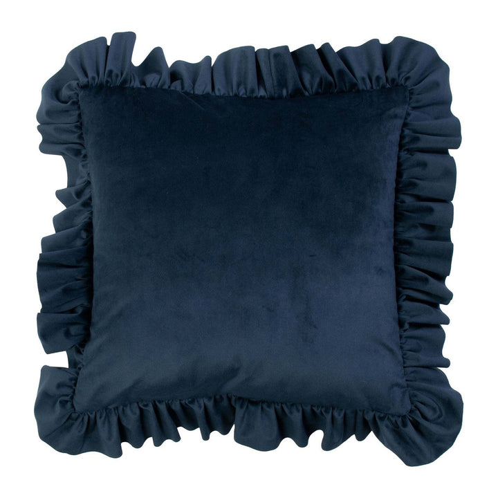 Samtkissen mit Eleganten Rüschen (Dunkelblau)