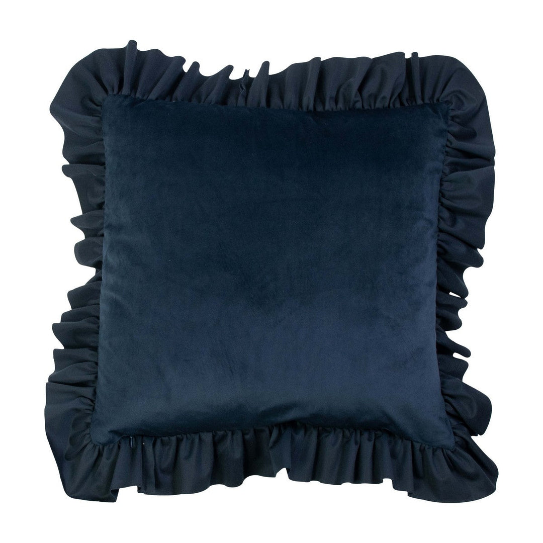 Samtkissen mit Eleganten Rüschen (Dunkelblau)