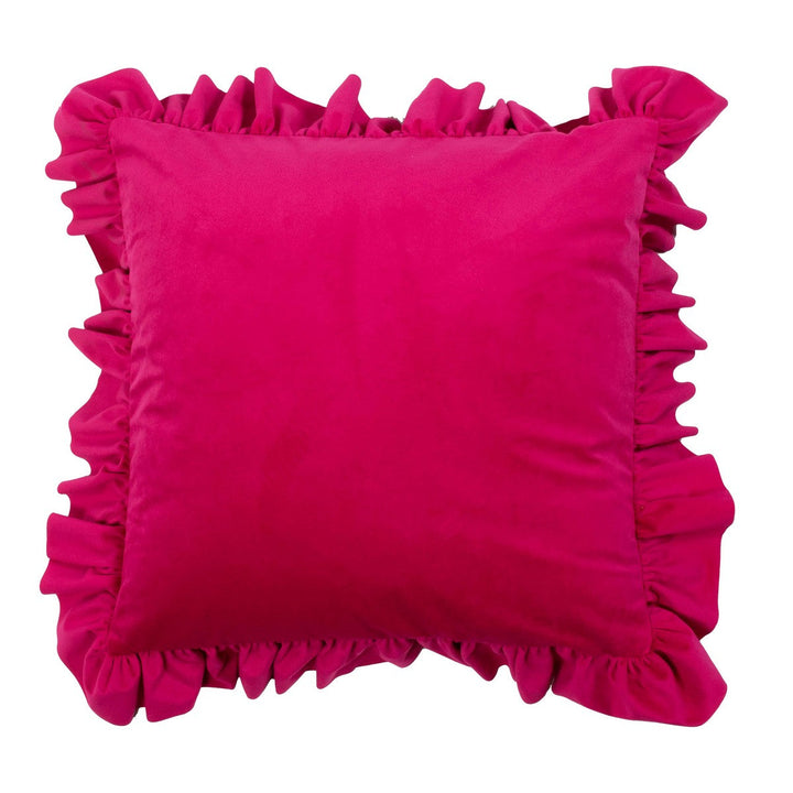 Samtkissen mit Eleganten Rüschen (Fuchsia)