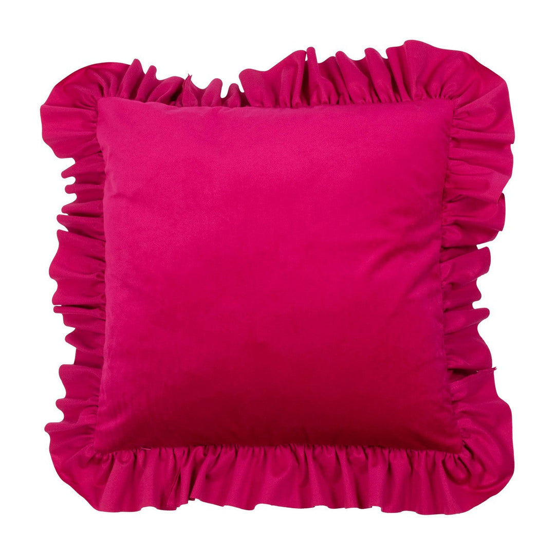 Samtkissen mit Eleganten Rüschen (Fuchsia)