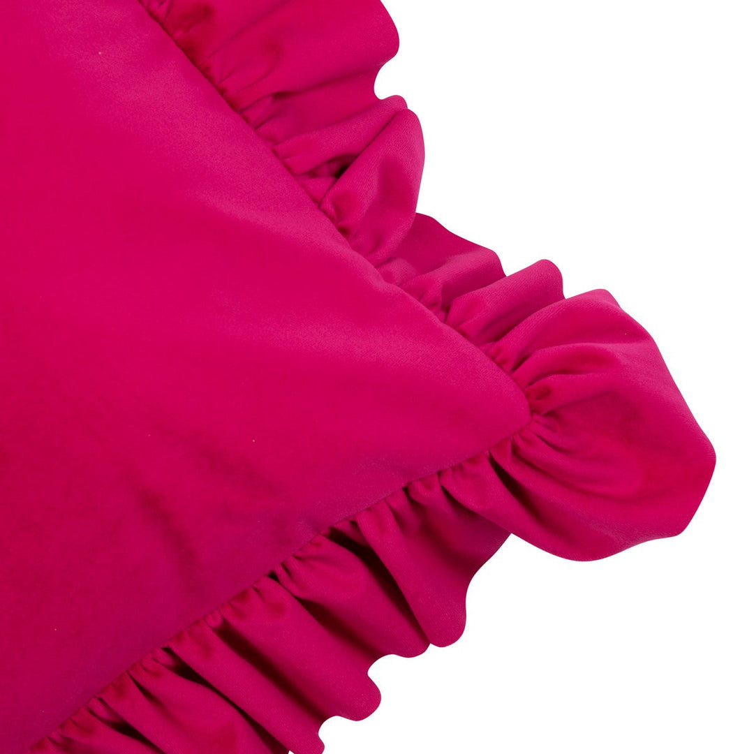Samtkissen mit Eleganten Rüschen (Fuchsia)