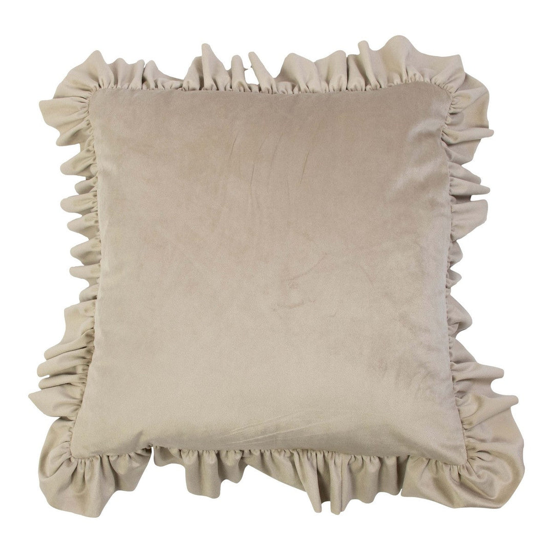Samtkissen mit Eleganten Rüschen (Beige)