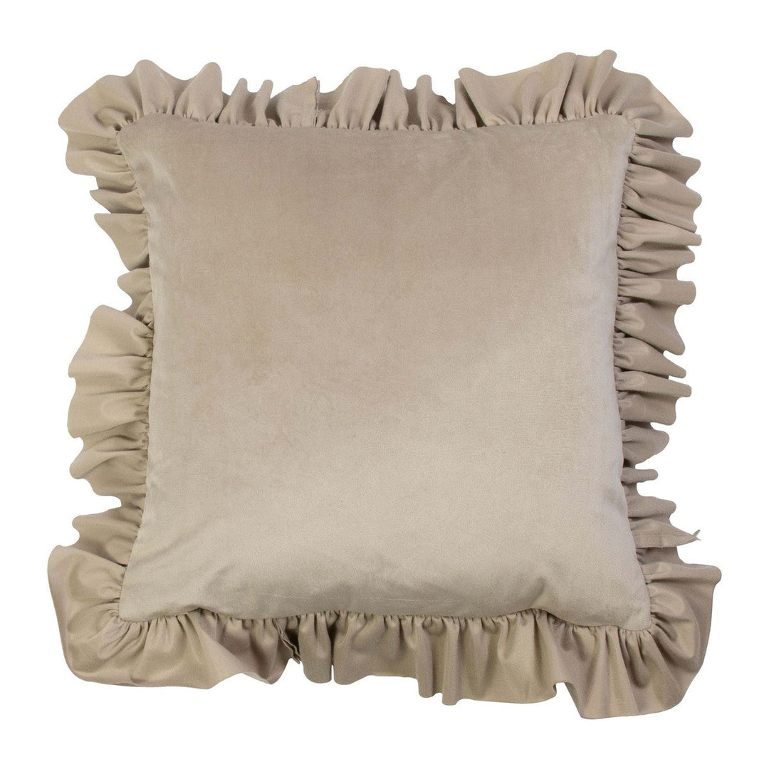 Samtkissen mit Eleganten Rüschen (Beige)