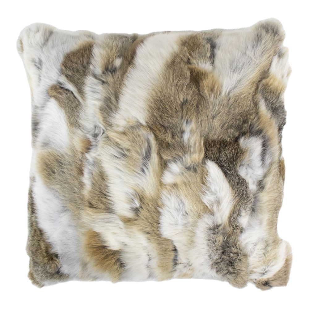 Beiges Kaninchenfell-Kissen (Oryctolagus cuniculus)