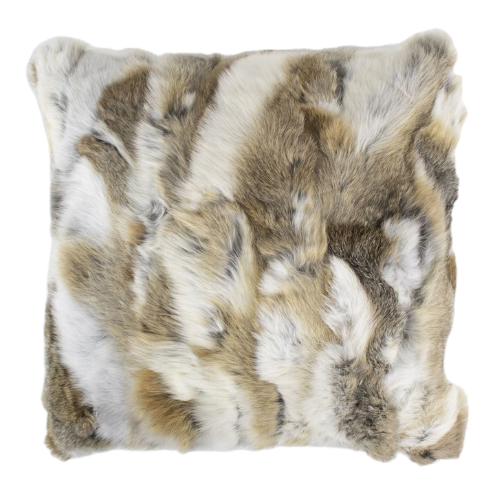 Beiges Kaninchenfell-Kissen (Oryctolagus cuniculus)