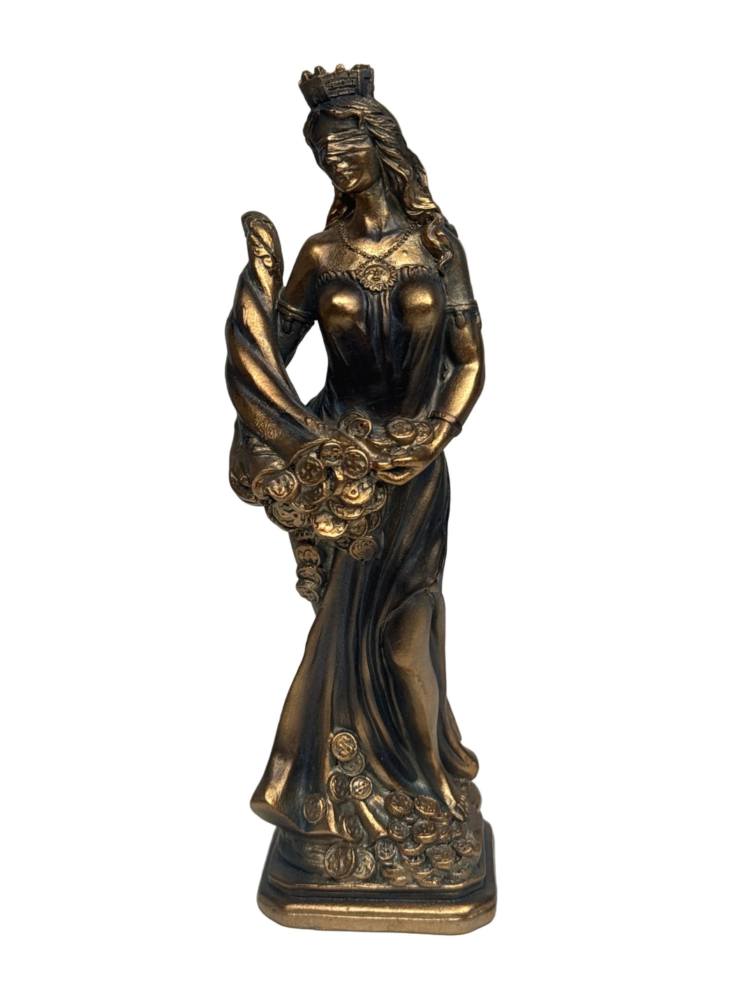 Fortuna Skulptur – Göttin des Glücks und Reichtums (Klein, Patinierte Bronzefigur)