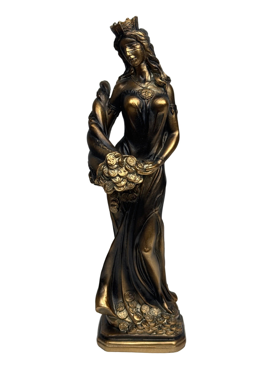Fortuna Skulptur – Göttin des Glücks und Reichtums (Patinierte Bronzefigur)