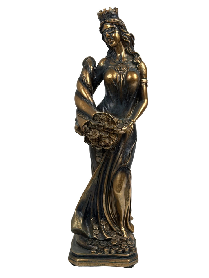 Lady Fortuna Statue – Griechische Göttin des Glücks (Patinierte Bronzefigur)