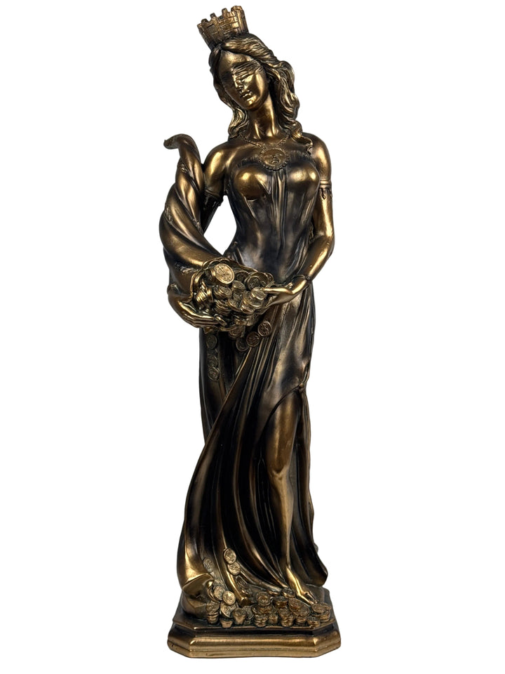 Lady Fortuna Statue – Griechische Göttin des Glücks (Groß, Patinierte Bronzefigur)