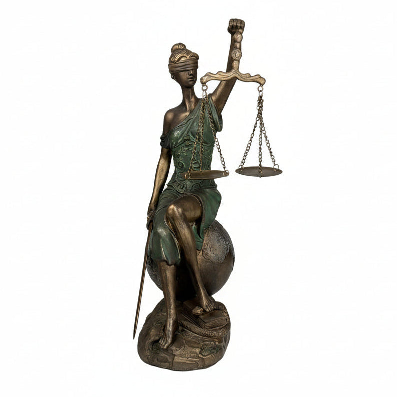 Justitia Statue – Symbol für Recht und Gerechtigkeit (Bronzefinish)