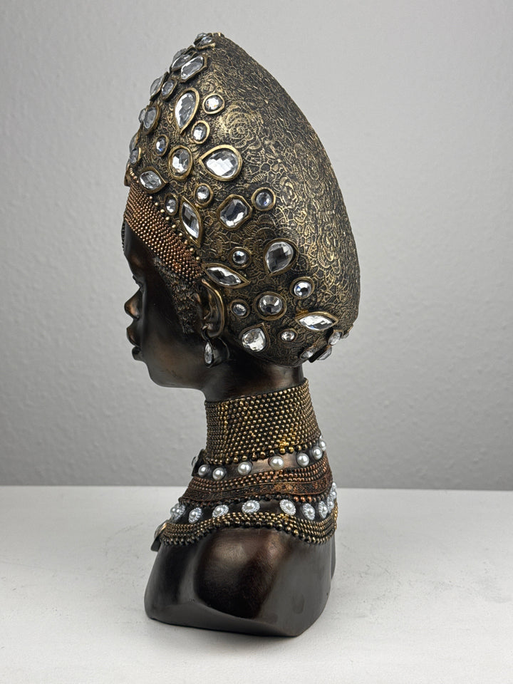 Majestätische Afrikanische Königin Büste (Bronzefinish)