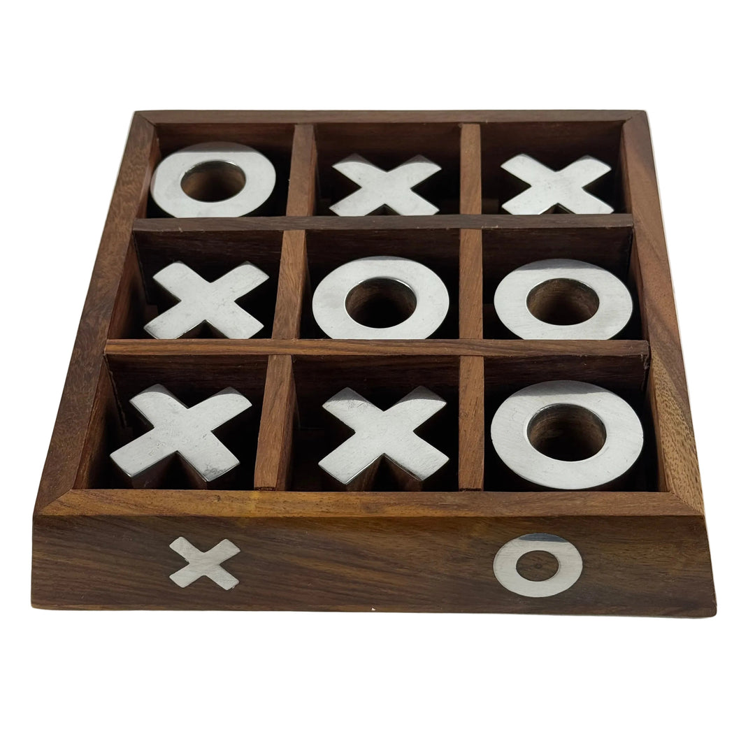 Holz Drei gewinnt Spiel mit Eisen Spielfiguren