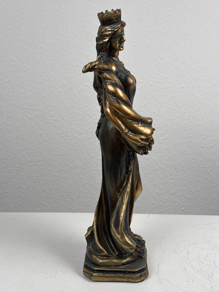 Lady Fortuna Statue – Griechische Göttin des Glücks (Patinierte Bronzefigur)