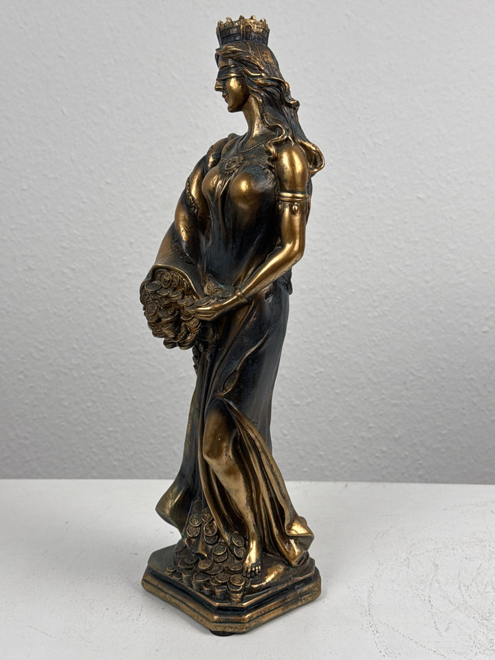 Lady Fortuna Statue – Griechische Göttin des Glücks (Patinierte Bronzefigur)