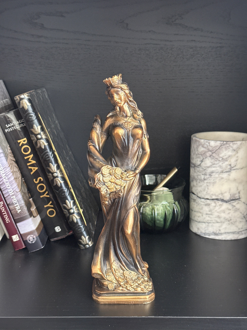 Fortuna Skulptur – Göttin des Glücks und Reichtums (Patinierte Bronzefigur)