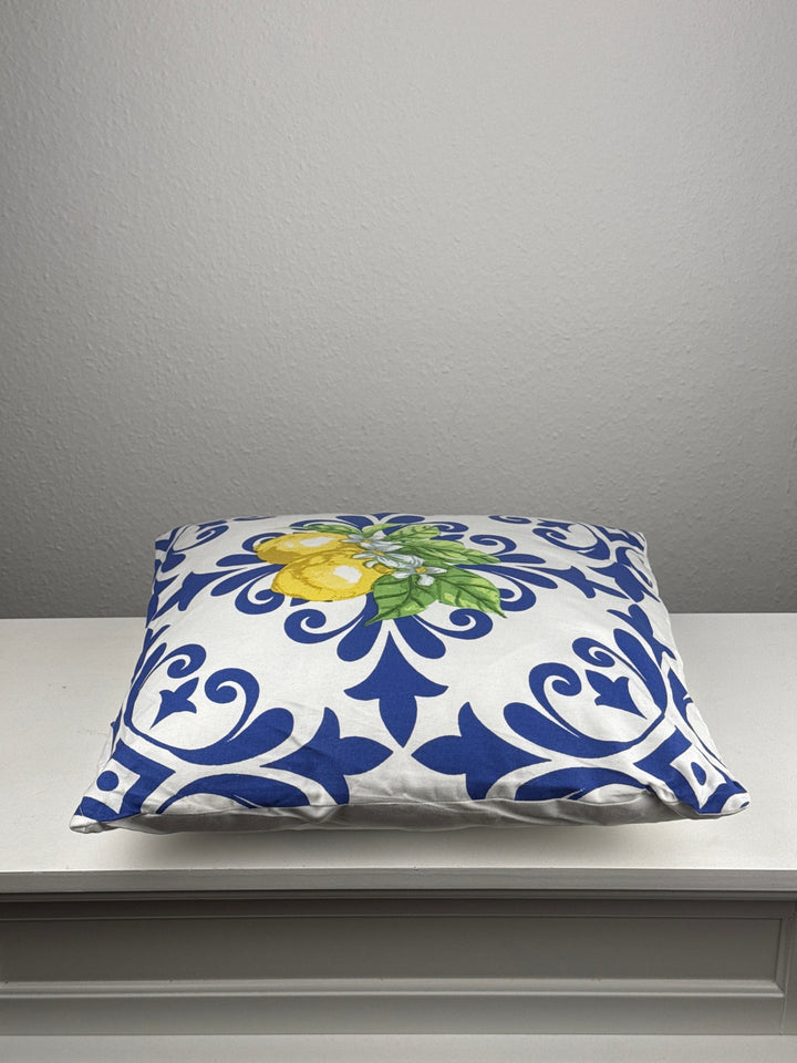 Zitronen Kissen mit Füllung – Mediterranes Blau