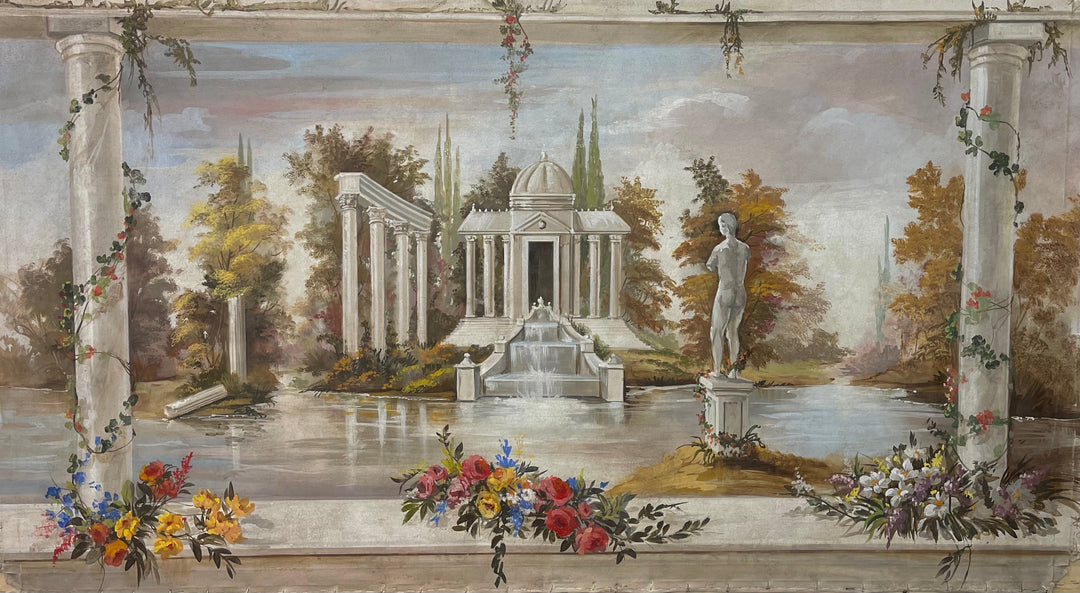 Blick auf den Tempel Fresko Gemälde