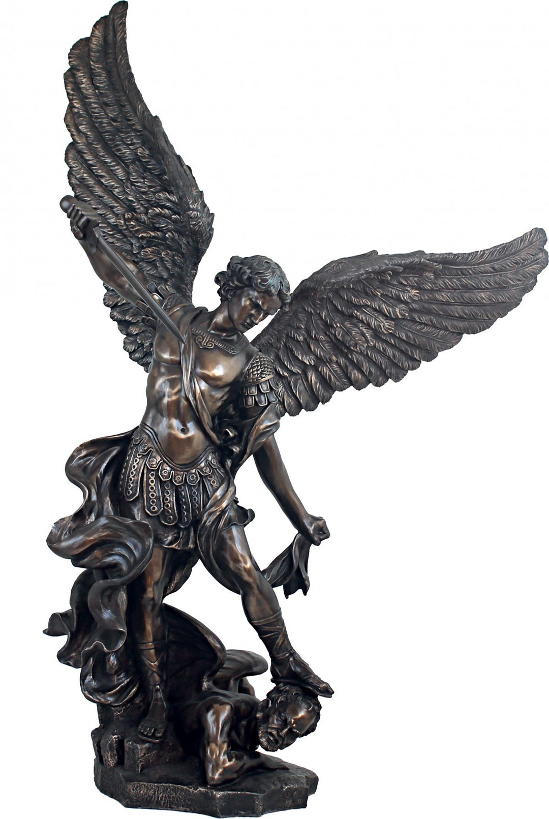 Heiliger Michael Statue (Gross, Bronzierte Skulptur aus Kunstharz)