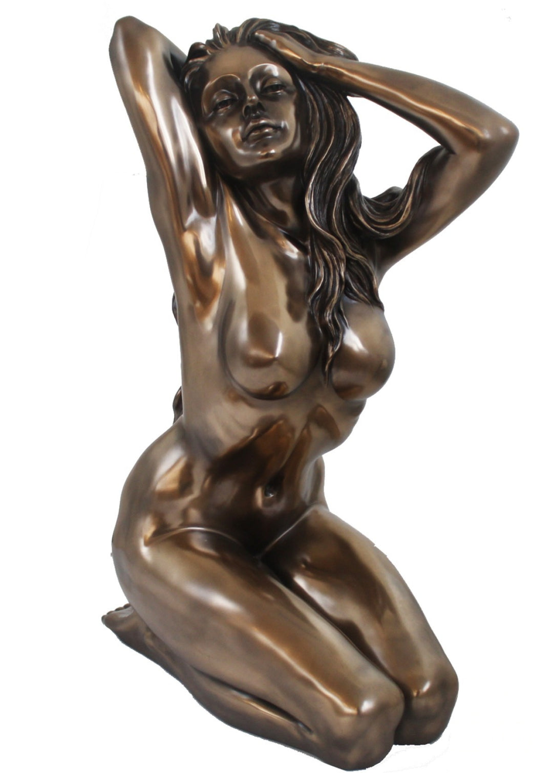 Weiblicher Akt Statue (Gross, Erotische bronzierte Skulptur aus Kunstharz)