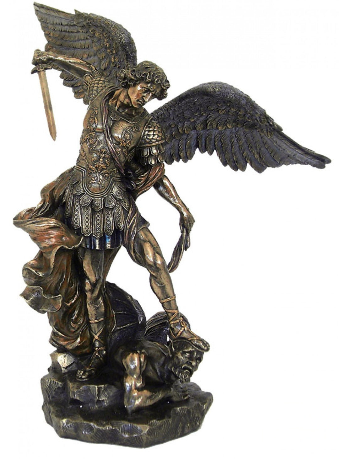 Heiliger Michael Statue (Gross, Bronzierte Skulptur aus Kunstharz)