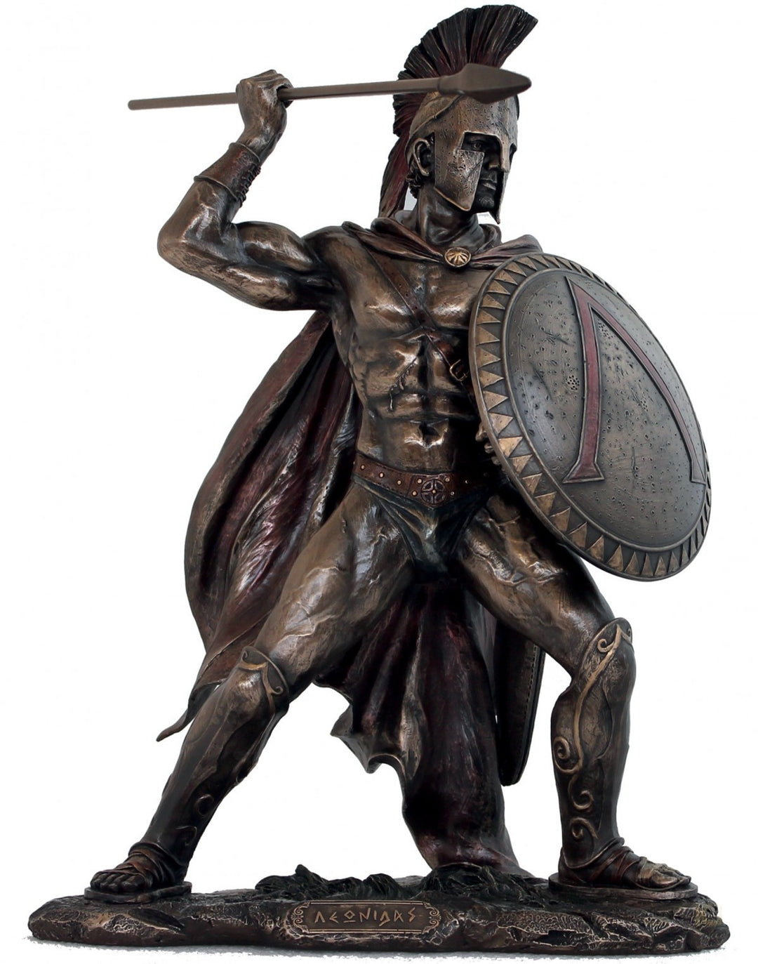 Leonidas Griechischer Krieger Skulptur – Held von Thermopylen (Gross, Bronzierte Skulptur aus Kunstharz)