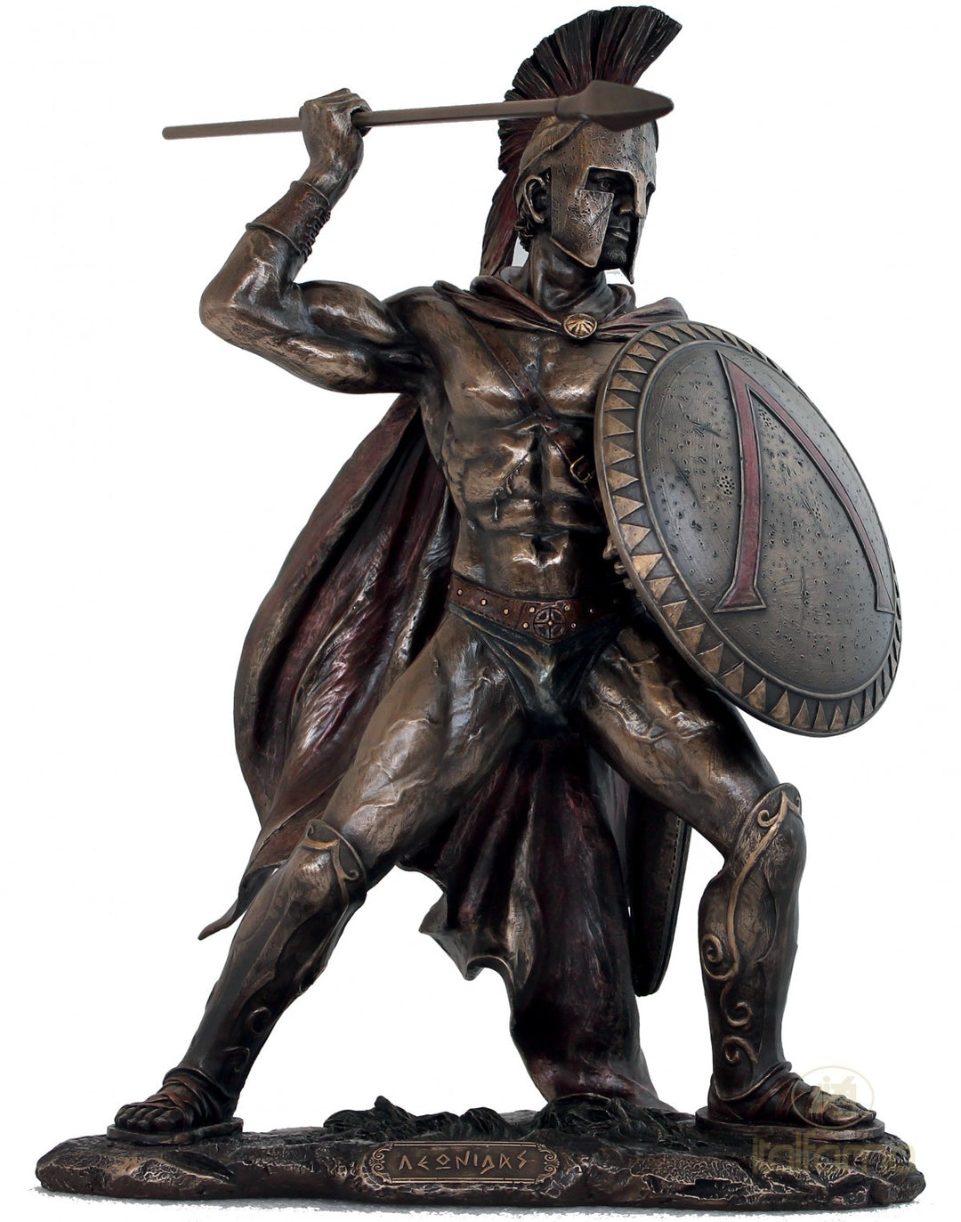 Leonidas Griechischer Krieger Skulptur – Held von Thermopylen (Gross, Bronzierte Skulptur aus Kunstharz)