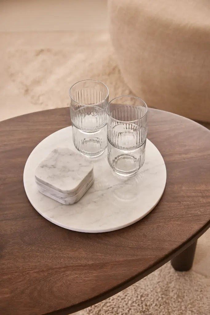 Rundes Marmor Tablett (Weiss)