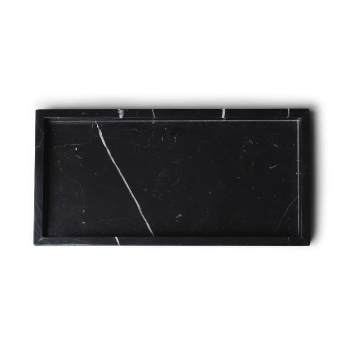 Rechteckiges Marmor Tablett Mit Rand (Schwarz)
