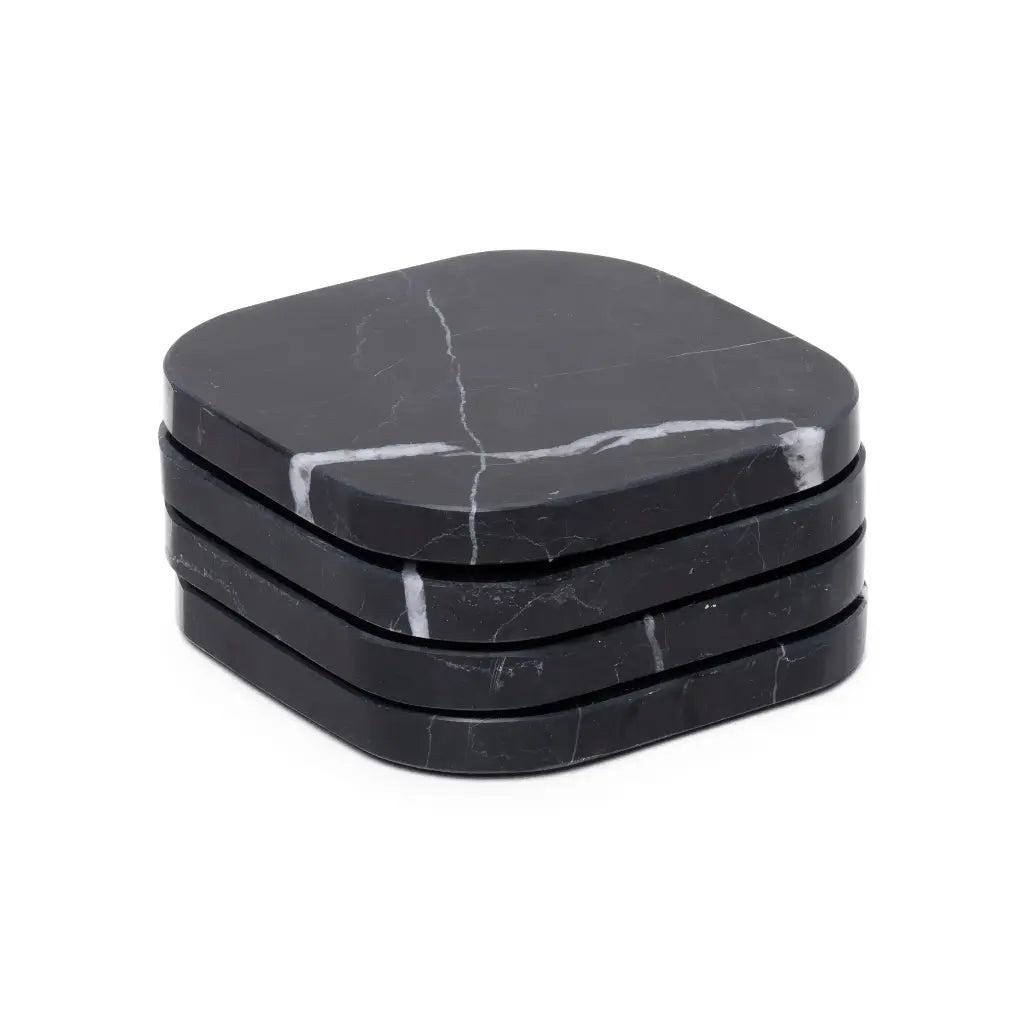 Schwarze Marmor Untersetzer (4 Stueck)